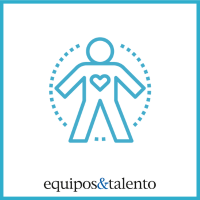 El presente ya es híbrido (9) Icono azul de figura humana con un corazón dentro de cuadrado con borde celeste