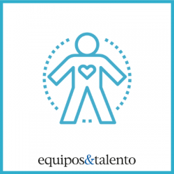 El presente ya es híbrido (9) Icono azul de figura humana con un corazón dentro de cuadrado con borde celeste